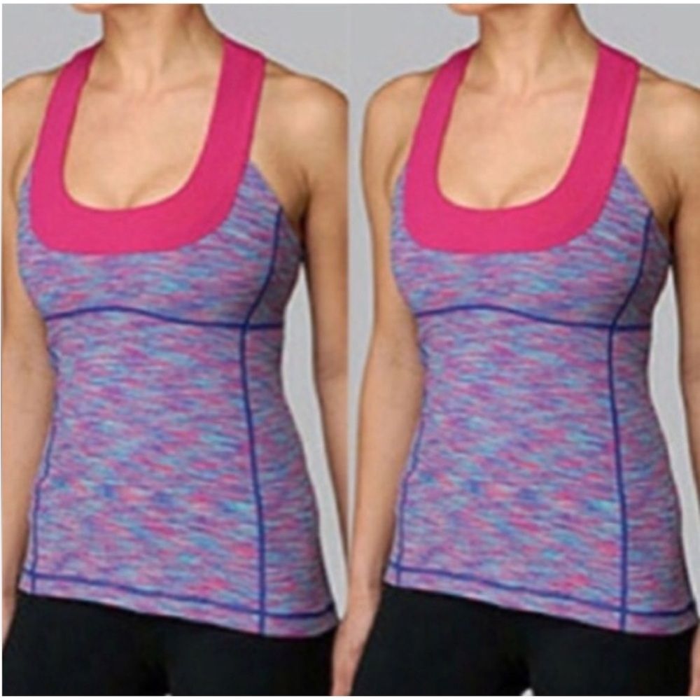 💜LULULEMON SCOOP NECK TANK TOP-SENORITA PINK SPACE DYE-6💜